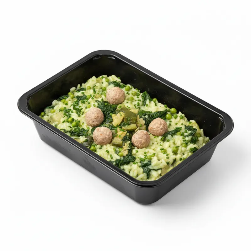 Risotto verde met mini gehaktballetjes