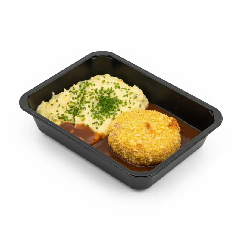 Zwitserse schijf met bruine jus & preipuree